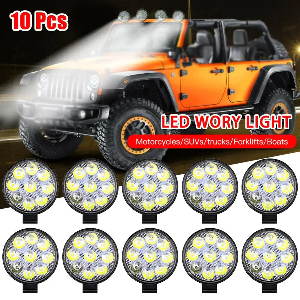 10pcs 27W Kolo Svetla LED Panel LED Offroad LED Pracovné Svetlo Auto Truck 4WD Traktor, Loď prípojného vozidla 4x4 SUV ATV 12V Mieste Floodlight