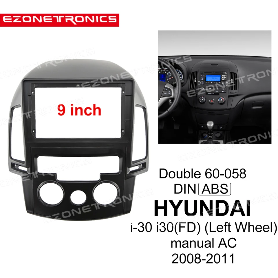 1-2Din Auto DVD Rám Montáž Audio Adaptér Dash Výbava Zostavy Facia Panel 9 Pre HYUNDAI i-30 i30(FD) 2008-2011 (Ľavé Koleso)