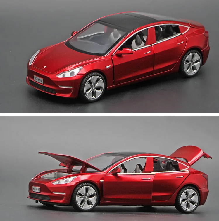 1: 32 Tesla Model3 Zliatiny Model S Svetelný A Zvukový Efekt Ozvena Auto detské Hračky Chlapec Darček k Narodeninám Biela
