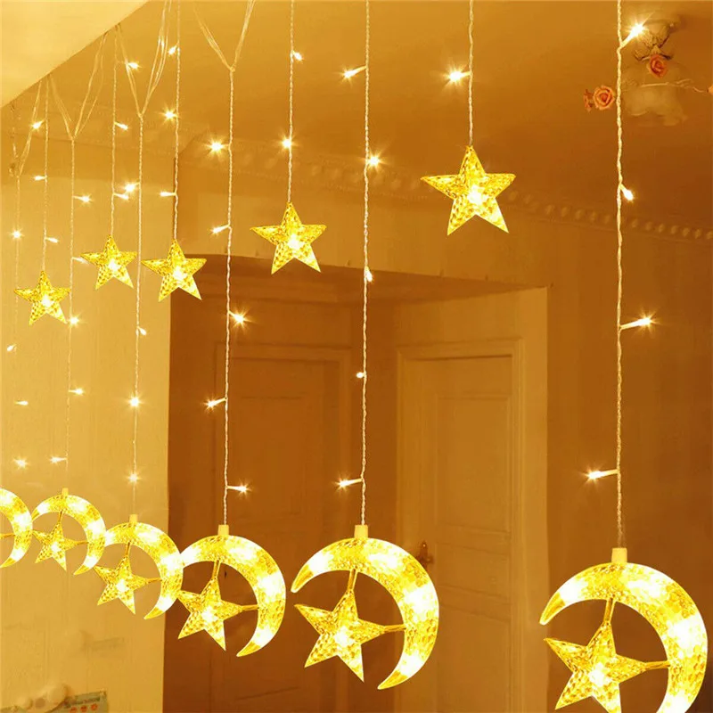 1.5/3 m 10/20 LED Islamskej EID Ramadánu Festival String LED Svetelné Dekorácie, Hviezdy, Mesiac, Vonkajšie String Svetlá Vianoce Domov Lampa