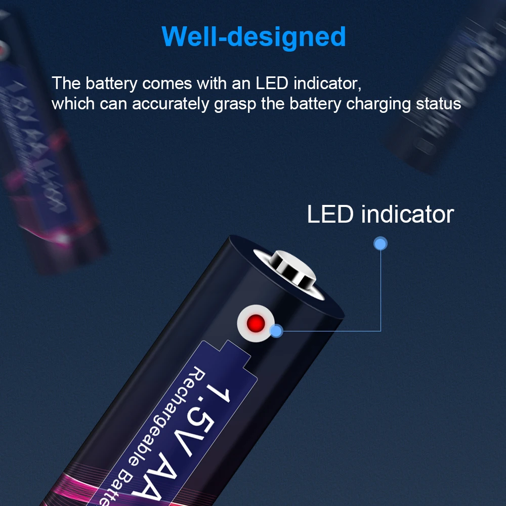 1.5 V AA Nabíjateľné Batérie Lítium Li-ion batéria AA 1,5 V Batéria 3000mAh 2A Vopred nabitá Bateria nízke samovybíjanie AA Batérie