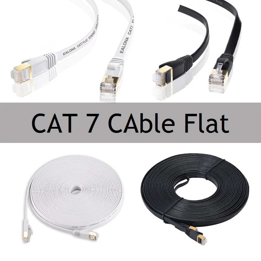1 m-5 m 15 m 30 m Cat 7 Kábla Čierna Biela Ethernetový Kábel Cat7 Ploché Sieťový Patch Kábel RJ45 SSTP Kábel siete Lan Modem Router CAT7 Kábel