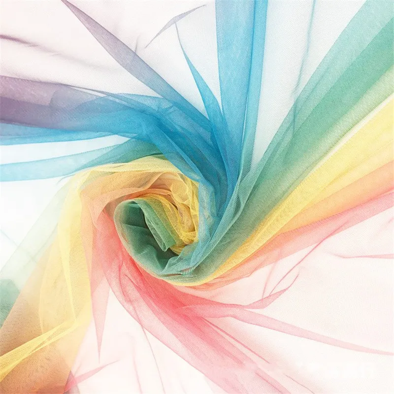 1 Meter farebnú Dúhu Vytlačené Tylu Textílie DIY Šitie Baby Sprcha Tutu Sukne Princezná Šaty Svadobné Party Dekorácie Dodávky
