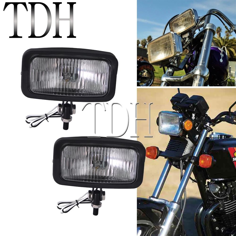1 Pár/1pc Námestie Motocykel Svetlometu Vedúci svetlo Cafe Racer Obdĺžnikový Retro Predné Svetlo Na Honda Bobber Triumf Scrambler