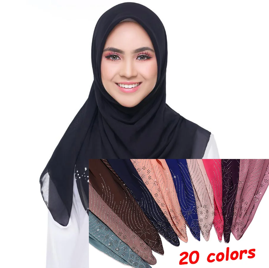 10 ks/veľa diaomd šatku snehu a vlny obyčajný bublina chiffom hidžáb šatku, šál perličiek zábal Moslimských Hijabs