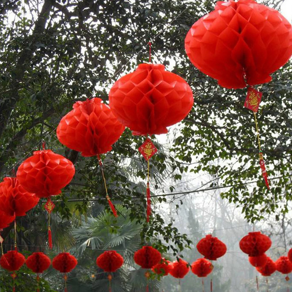 10 Kusov Čínske Červené Papierové Lucerny Festival Dekorácie na Nový Rok, Jarný Festival, Svadobné