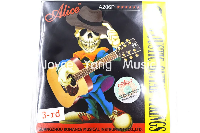 10 Pack Alice A206P/024 Akustické Gitarové Struny G-3. Black Ball-Koniec Jednej Phosphor Bronze Farba Zliatiny Rany Reťazec