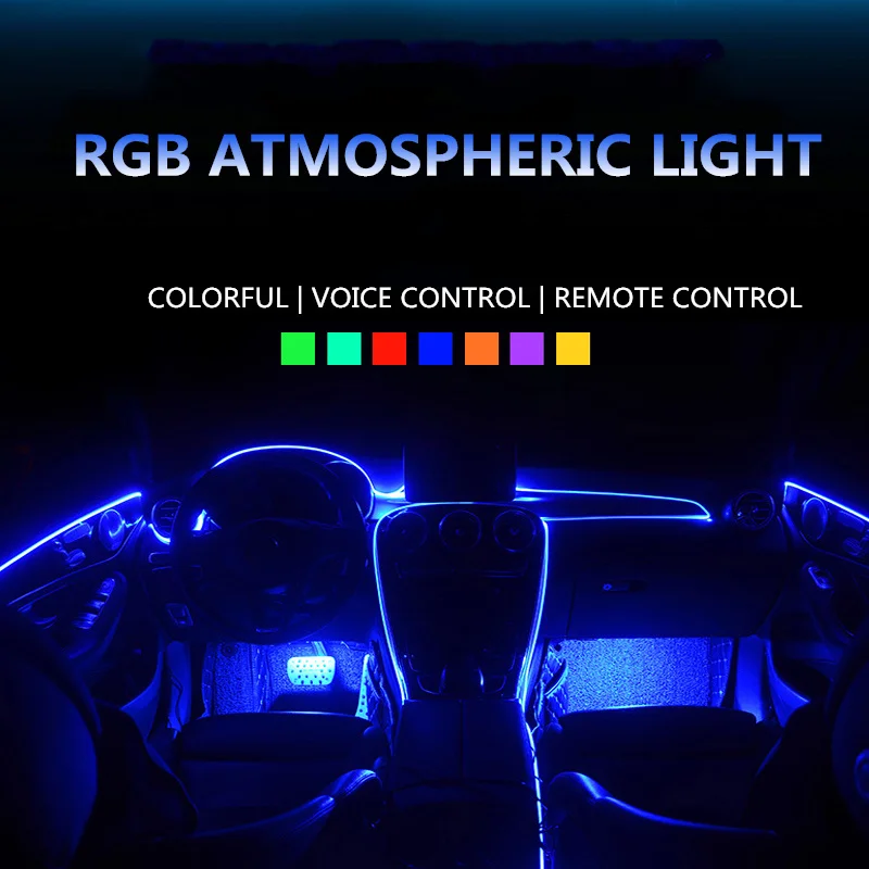 10 v 1 RGB Okolia LED s 8M dekorácie Interiéru auta optický pásy svetla App Control 12V dekoratívne atmosféru lampy