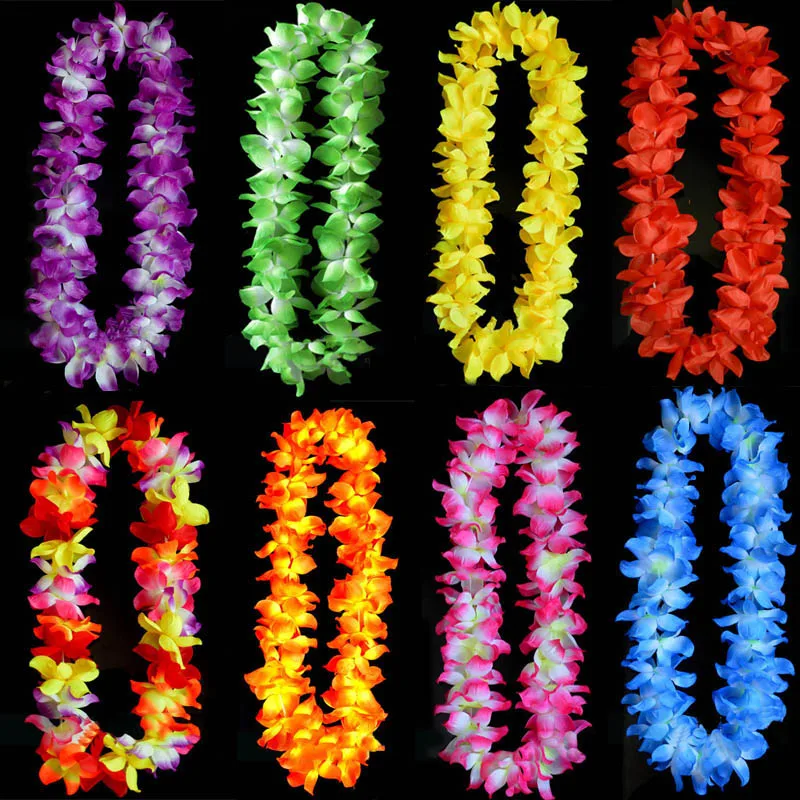 100 cm Havajské Umelé Kvety leis Garland Náhrdelník Kvety DIY Havaj Beach Party domova narodeniny
