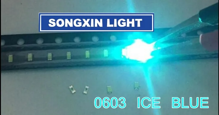 1000pcs XIASONGXIN SVETLO 0603 Ice Blue 1608 Ice Blue Clear Ultra Svetlé Modré SMD LED Indikácia