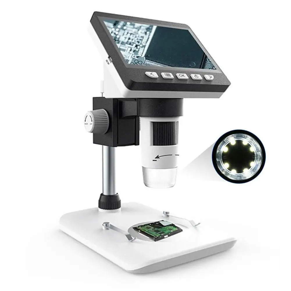 1000X 4.3 8 palcový LCD Svetla, Digitálny Mikroskop HD 1080P Ploche Spájkovanie Elektronických zväčšovacie sklo Zväčšiť Sklo Podpora 10 Jazykov