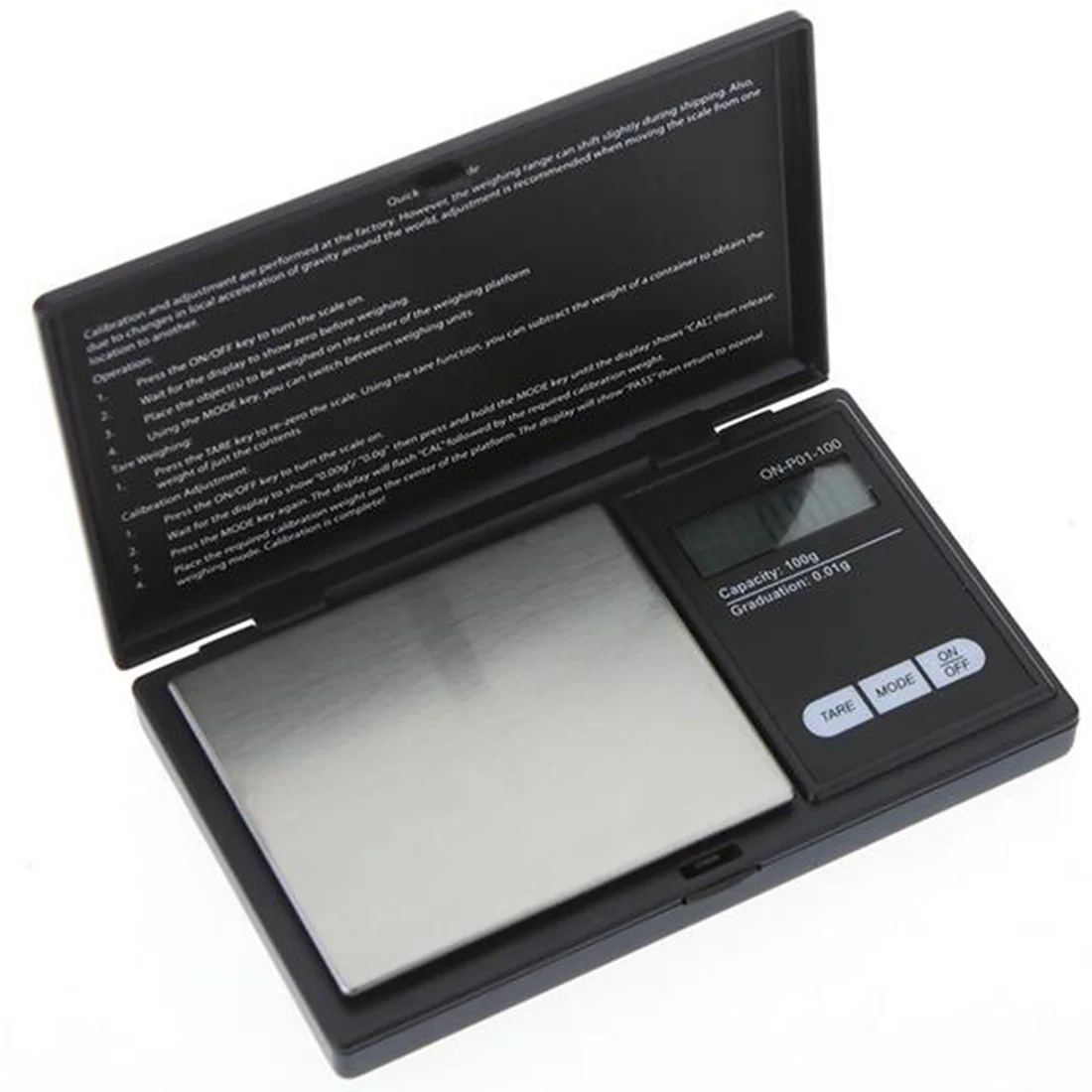 100g/200g x 0.01 g Mini Prenosné Presné Digitálne Váhy Prekládky Prášok Zrna Šperky Carat Čierna S Tri Režimy Váženia