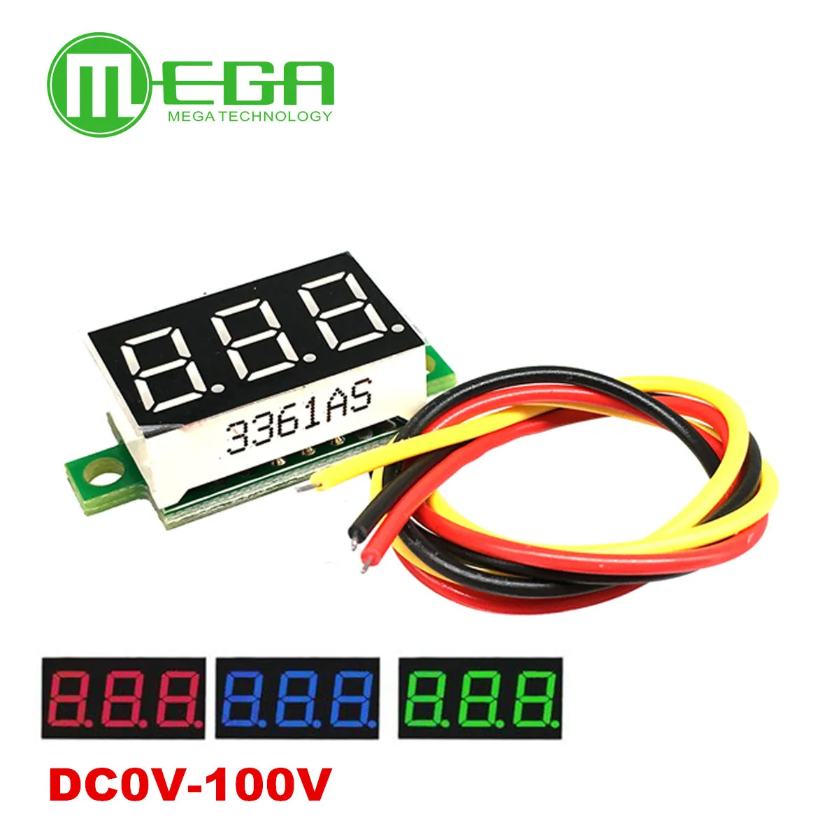 100ks 0.36 palcový Červená Bule Zelená tri línie presnosť dc digitálny voltmeter hlavu LED digitálny voltmeter DC0V-100V