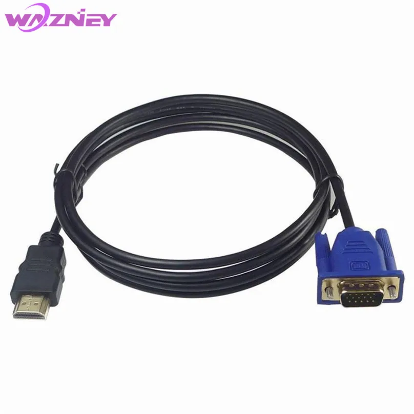 100ks 1080p 1.8 M HDMI / VGA Kábel HDMI Samec Na VGA 15 Pin Male 1.8 Meter HD Kábel Pozlátené Konektor