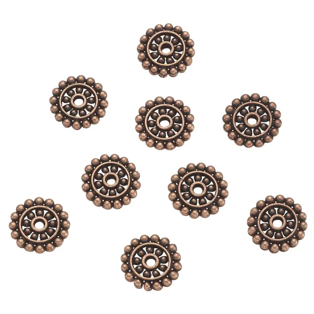 100ks Daisy Kvet Dištančné Perličiek Tibetský Štýl Metal Antické Bronzové Rose Gold Dištančné Korálky pre Šperky Robiť 12.5x2mm