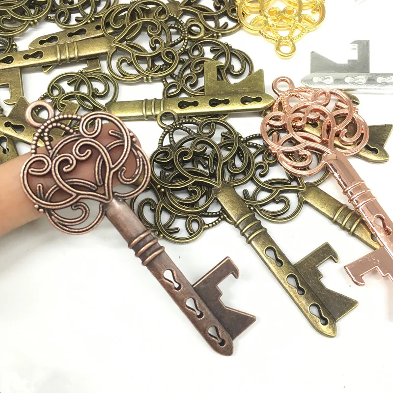 100ks/veľa 5colors Antické Bronzové Kovy Skeleton Key Tvar Otvárač Rustikálny Svadobný obchod so Dekor Darček Strany Prospech Dodávky