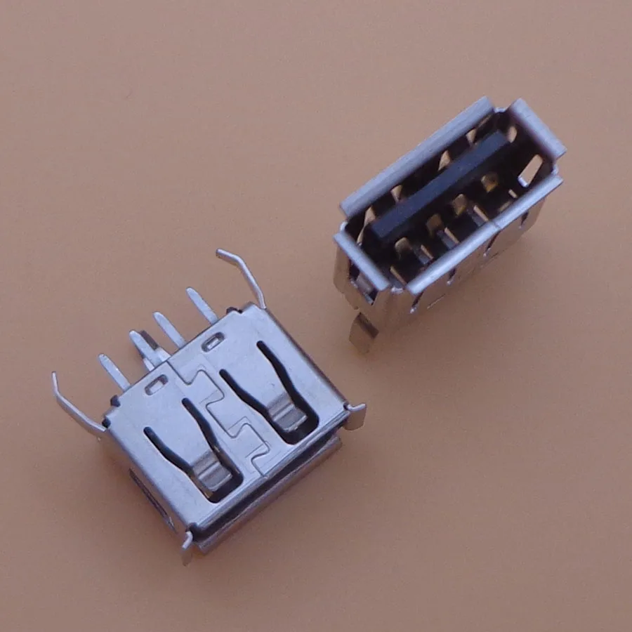 100ks/veľa Typ Plochý Uhol (180 Stupeň) Samica USB PCB Konektor Zásuvky, USB konektor typu Jack 3 nohy+4 pin