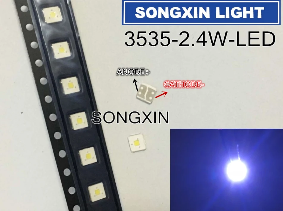 100piece/veľa PRE Údržbu LED 2.4 w 3535 LCD TV podsvietenie Článok žiarovka SMD Led LUMENOV 3V 3535 Studené biele svetlo emitujúca dióda