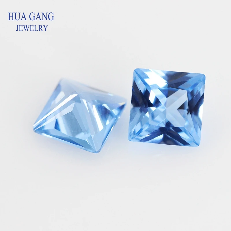 108# Modrá Tvar Štvorca Princezná Rez Syntetické Spinelovou Kameň Pre Šperky Veľkosť 2x2mm~10x10mm