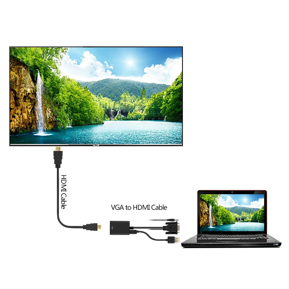 1080 HD Vysoké Rozlíšenie VGA HDMI Samec Samica Converter Kábel s Audio výstup Adaptér pre PC, Notebook na HDTV, Projektor