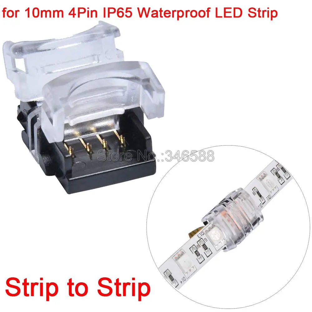 10pcs 4Pin LED Pásiky Pásy Solderless Konektor pre 10 mm IP65 Vodeodolný 5050 SMD RGB LED Pásky, Ľahké Pripojenie Vodiča