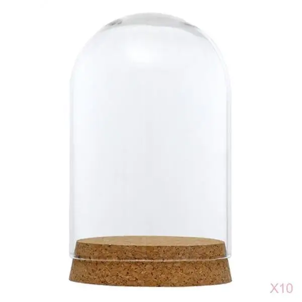 10Pcs 8x12cm Sklenenou Kupolou Kryt Cloche Bell Jar Terária s Dreva, Korku,Svadobných hostín Dekorácie Miniatúr, Plavidlá,
