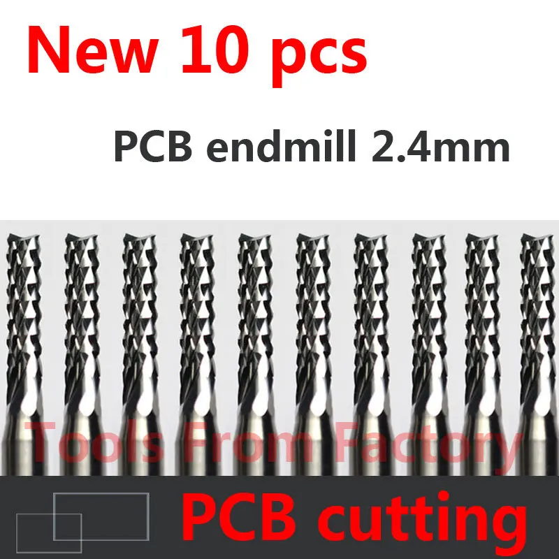 10pcs Karbidu PCB CNC Gravírovanie Bitov Konci Frézovanie Fréza, rezanie, vŕtanie otvoru endmill 2.4 mm Priemer # ST3.2.410