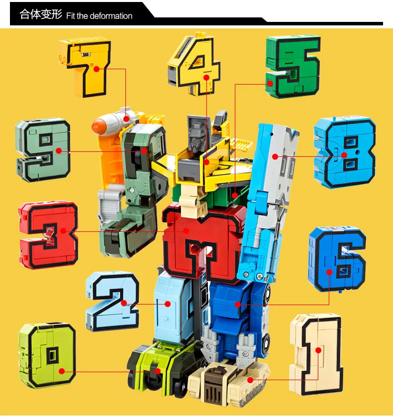 10pcs Magické Číslo Transformáciu Robota Montáž Robot Akčné Figúrky Deformovaný Digitálne Robot Vzdelávacie Hračky Pre Deti,