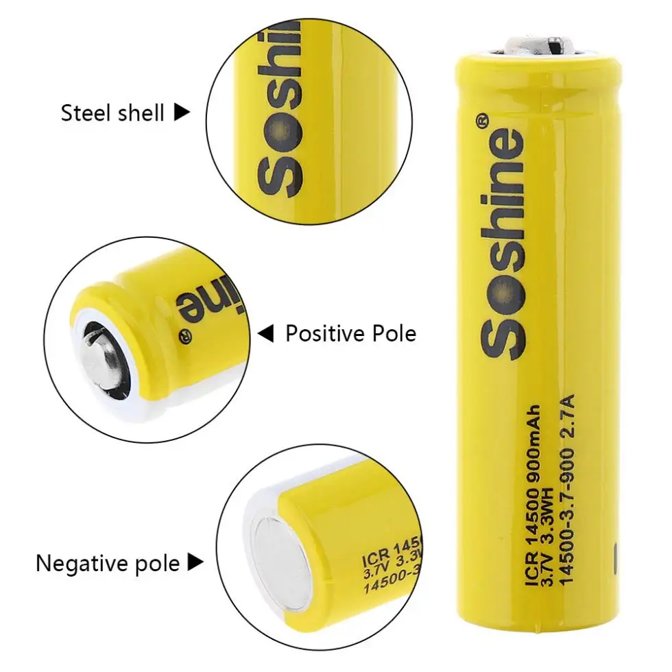 10pcs/set Soshine 3,7 V ICR 14500 900mAh Li-ion Nabíjateľnú Batériu, + 5 ks Prenosný batériový Box na Baterky Vysokej Kvality