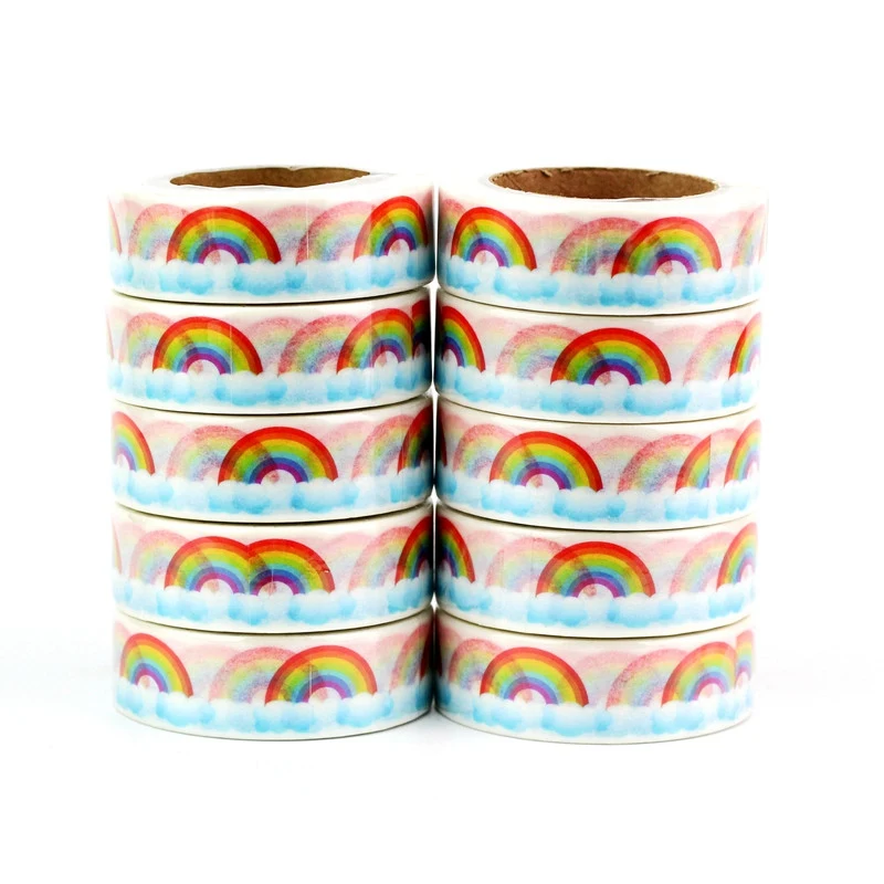 10pcs/veľa Roztomilý Rainbow Washi Pásky urob si sám Plavidlá Dekoratívne Scrapbooking Plánovač Lepidlo Maskovacia Páska 1.5cmx10M Kawaii kancelárske potreby