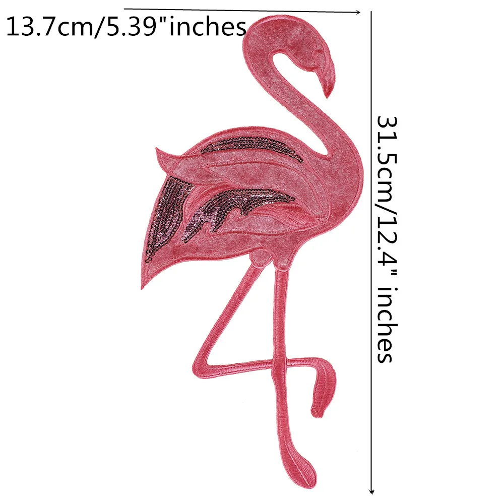 10pieces Ružová Sequin Flamingo Žeriavy Vták Výšivky Nášivka Textílie Späť Škvrny Oblečenie Odznak Šitie Príslušenstvo TH1124