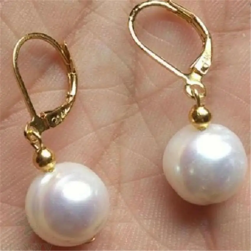 11-13mm Biela Barokový Pearl Náušnice 18k Háčik Ženy Klasické Šperky TwoPin Okúzľujúce AAA Luxusné Módne Earbob Kultivovaných