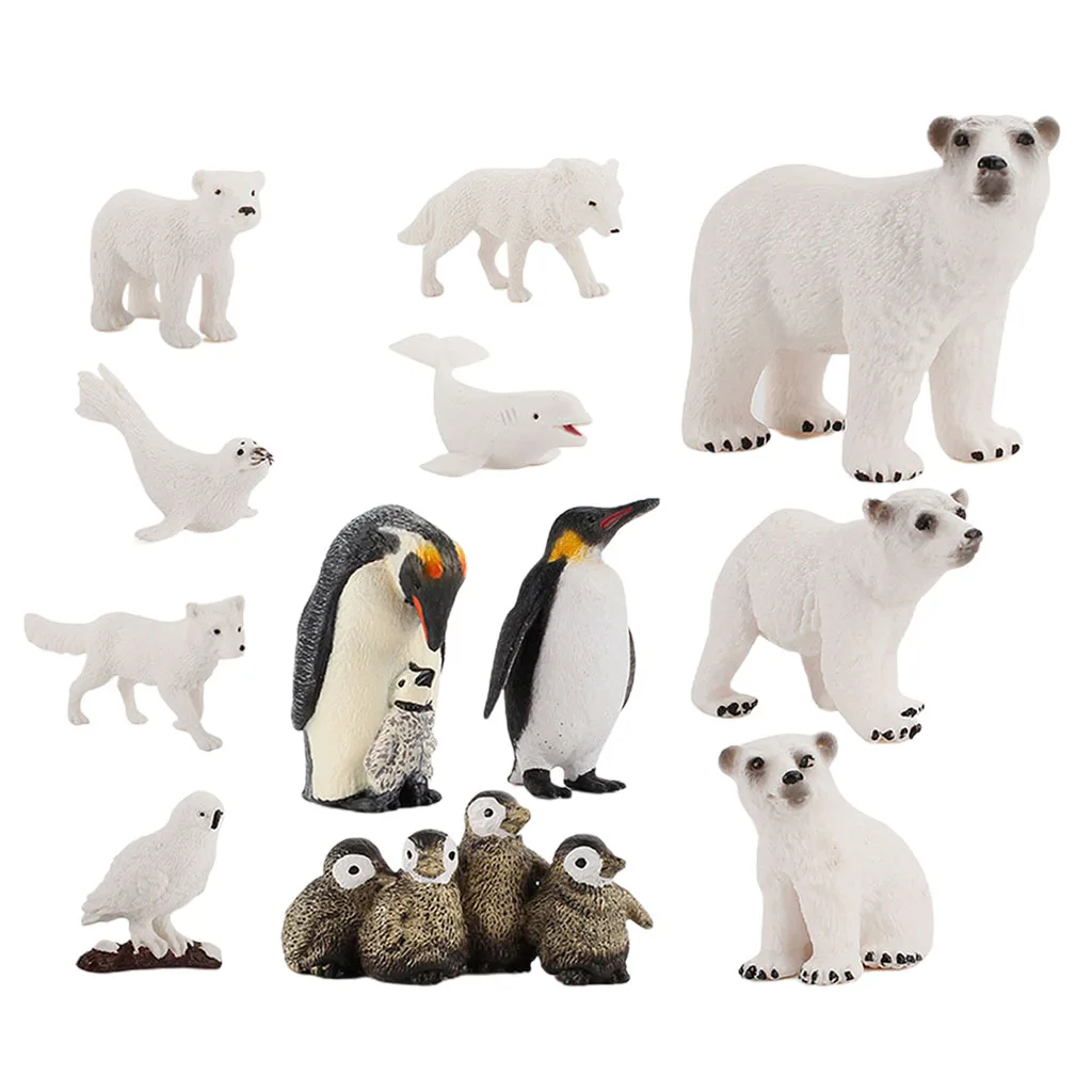 12 KS PVC Polárnych Zvieratá Obrázok Hračky Nastaviť Dobre Maľoval Polárneho Medveďa Penguin Zvieratá číselné Údaje Miniatúrne Domov Záhradné Dekorácie