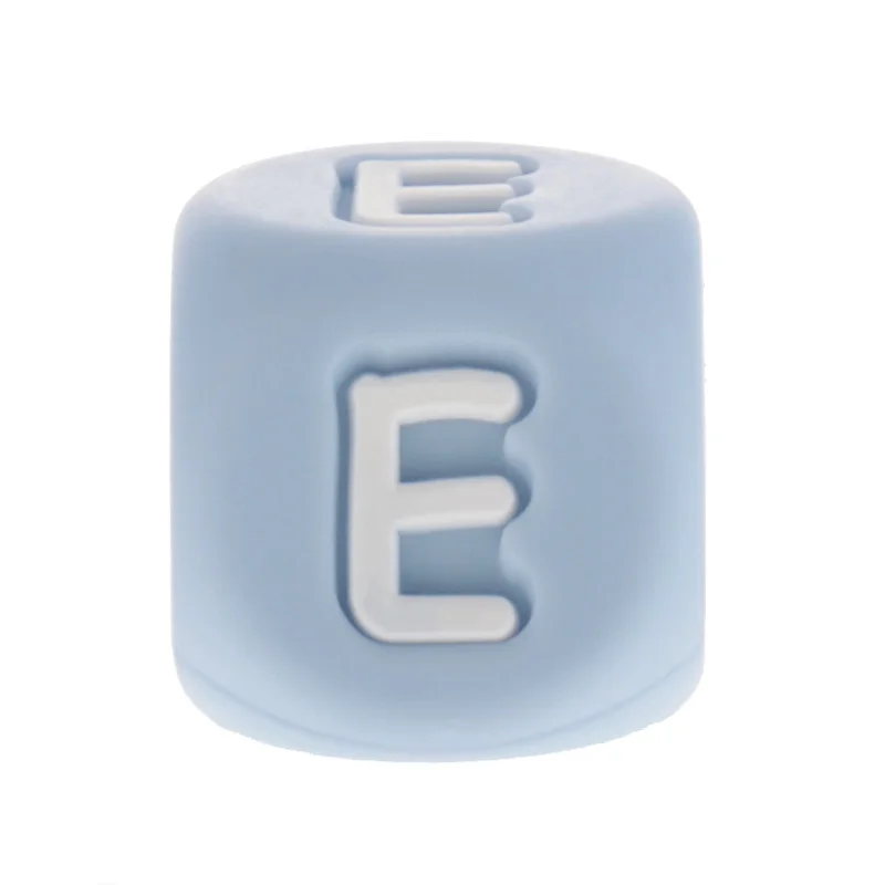 12 mm 100ks Pastelovo Modrá Abecedy Silikónové List Pearl Dieťa Teether Korálky BPA Free Jednorožec Novorodenca Cumlík Reťazca Príslušenstvo