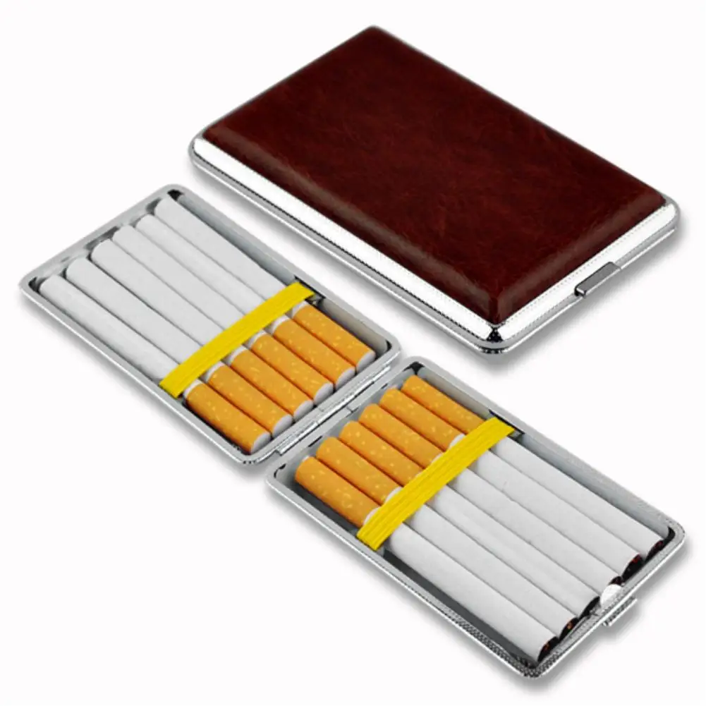 12pcs cigarety Vysokej qualtiy nehrdzavejúcej ocele Cigár, cigariet prípadoch na Tabak, cigaretových box cigariet nástroje Módne Kože