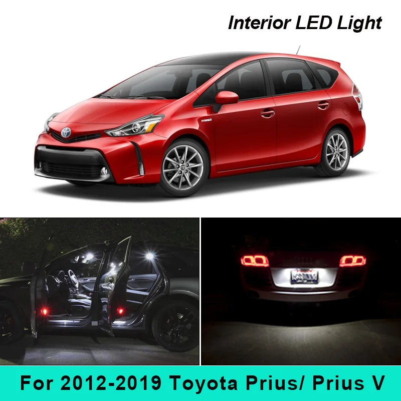12Pcs Jasné Biele LED Osvetlenie Interiéru Balík Kit Pre 2012-2019 Toyota Prius/ Prius V Mapu Dome batožinového priestoru špz Svetlo