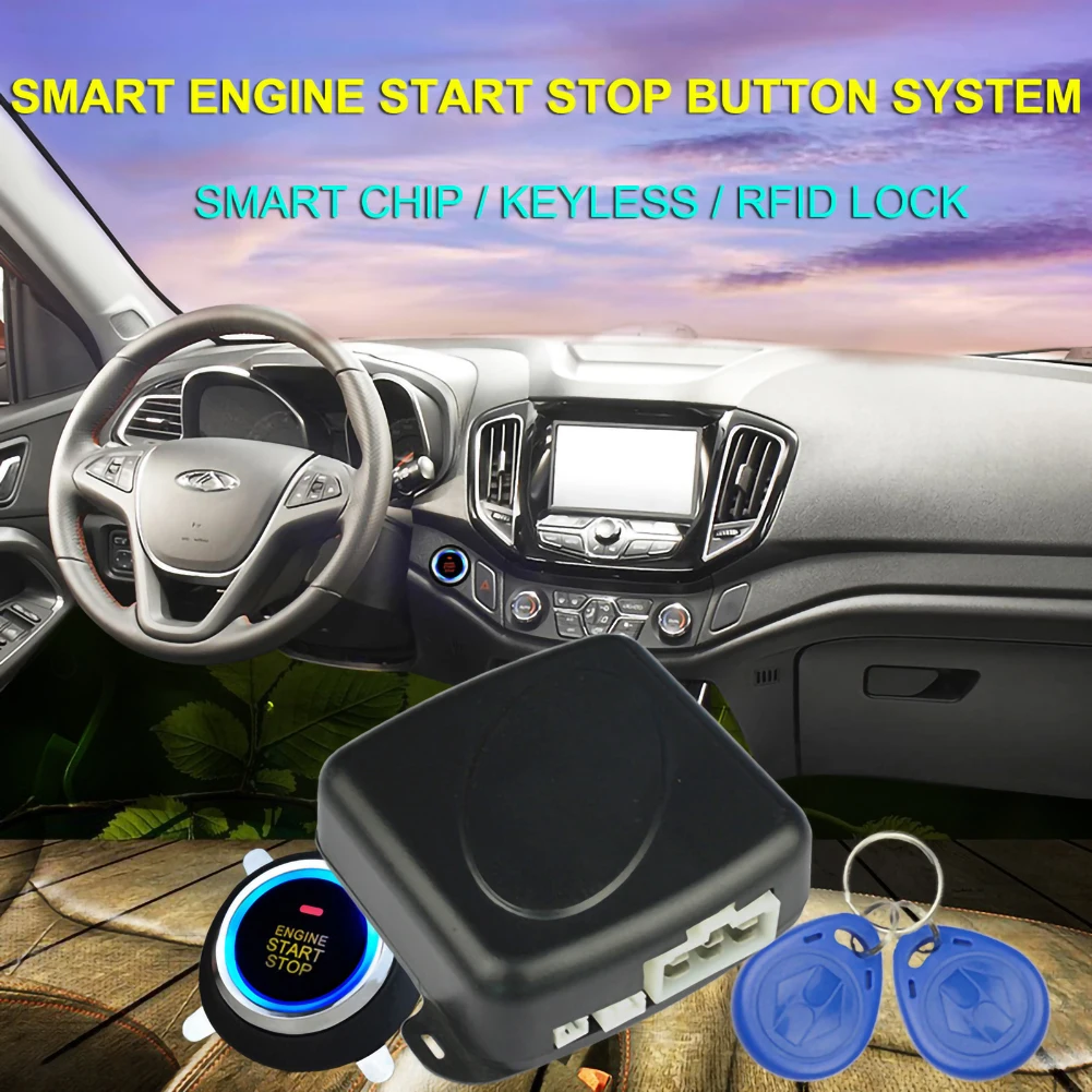 12V Auto, Smart Alarm Systému Push Engine Start Stop Tlačidlo Zámok Zapaľovania Immobilizer s Diaľkovým Keyless Go Systém Vstupu