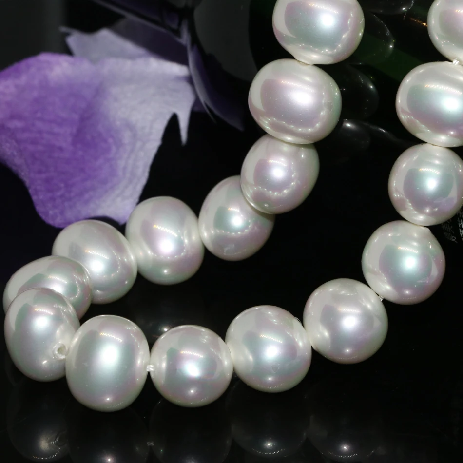 13*15 mm prírodné bielou shell perlou korálky oválne jemné šperky robiť kvalitné luxusné ženy fashoin voľné korálky 15inch B2277