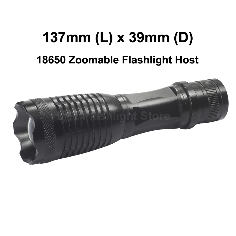 137mm (L) x 39 mm (D) Zoomovateľnom LED Baterka Hosť ( 1x18650 ) (1 ks)