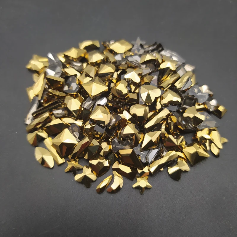 1440pcs/pacK Veľkoobchod Kryštály Nechtov Diamond Kameň Zlato Retro Dizajn Sklenenými Kamienkami Pre 3D Nechty Umenie Dekorácie