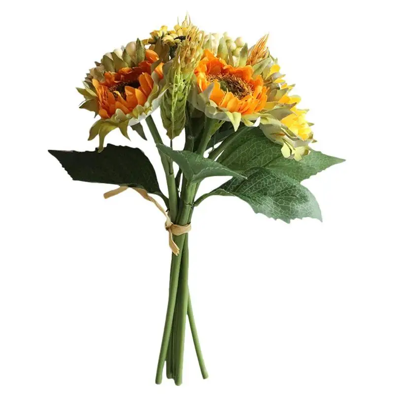 1pc Simulácia Slnečnice Kytice Domov Kvet Usporiadanie Kvetinové Svadobné Party Dekorácie, Doplnky (Žltá)