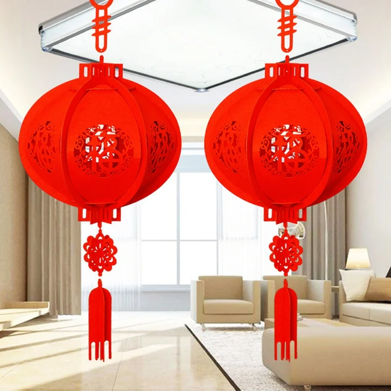 1PC Čínsky Jarný Festival Dodávky 3D Požehnanie Lantern Red Nový Rok Dekorácie Manželstva Miestnosti Dekorácie Visí Palác Svetlá