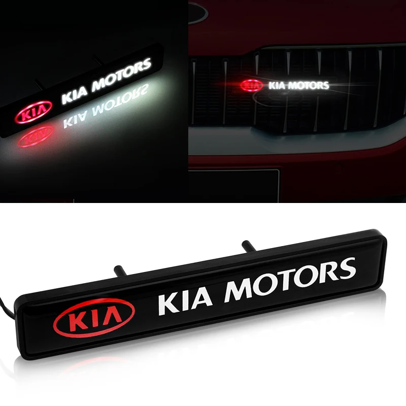 1pcs Auto Nálepky, ABS Chrome Predná Kapota Mriežka Znak LED Dekoratívne Osvetlenie pre KIA Cerato Sportage R K2 K3 K5 Auto Príslušenstvo