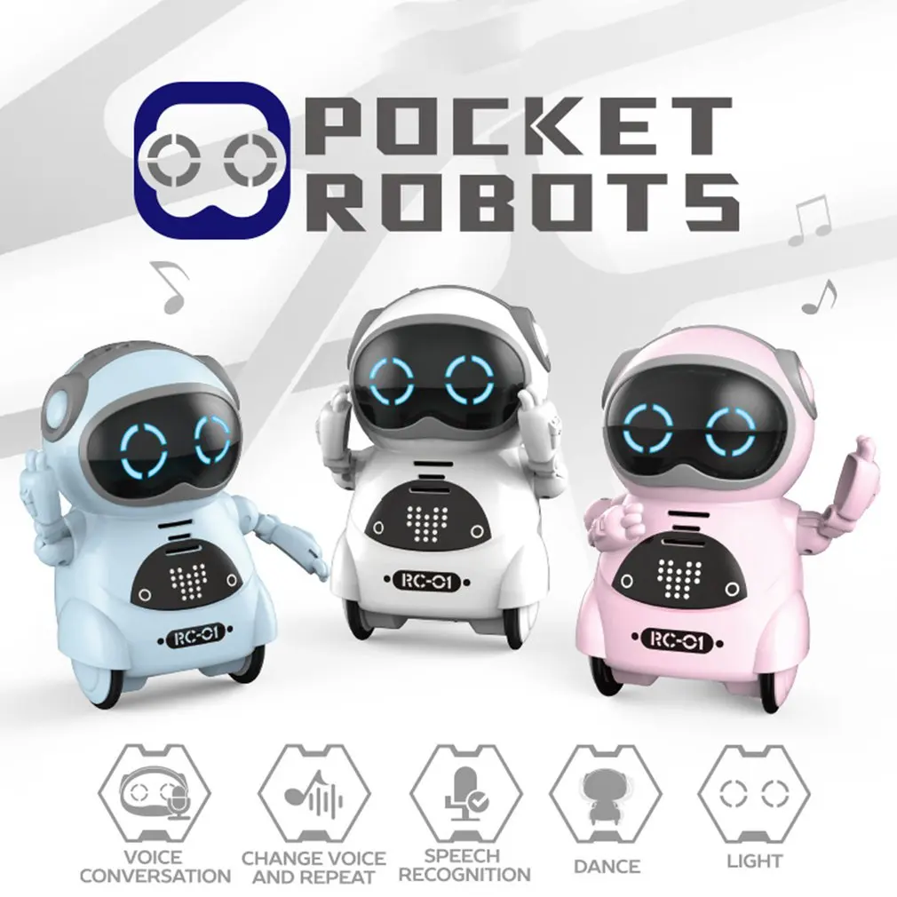 1pcs Inteligentné Mini Pocket Robota Chodiť Tanečnej Hudby Hračka Svetlo Rozpoznávanie Hlasu Rozhovor Opakovanie Smart Interaktívne Deti Darček