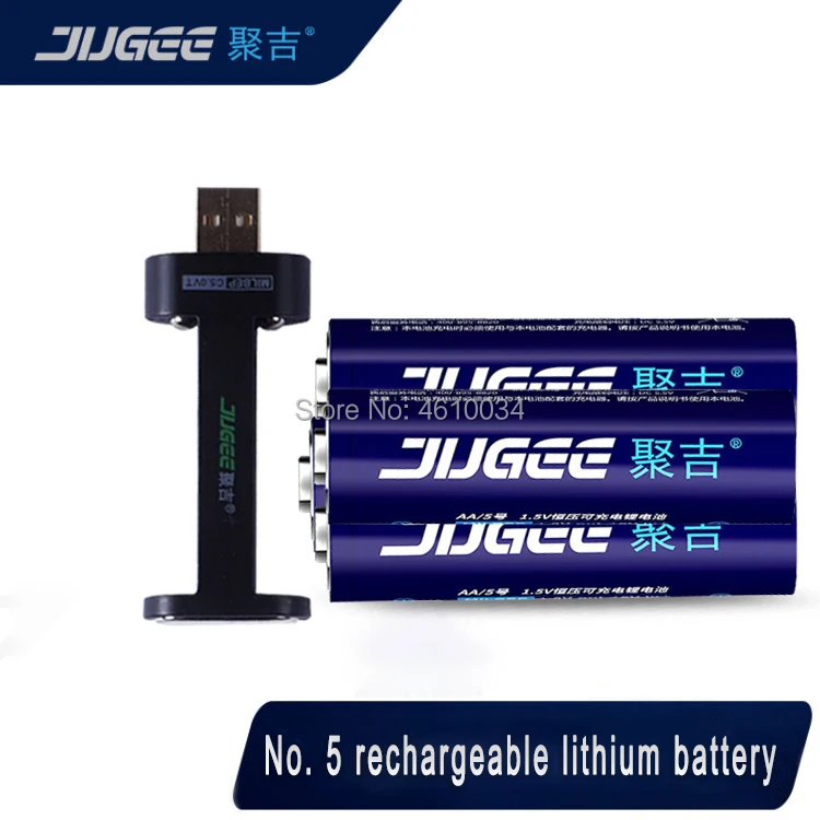 2/4pc JUGEE 1,5 v 3000mWh AA 1,5 V nabíjateľná Li-polymer li-ion polymer lithium batéria + usb nabíjačka