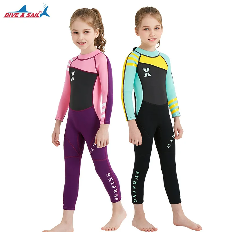 2,5 MM Deti Potápačské Neoprénové Obleky Deti Jeden Kus Dlhé Rukávy Potápanie Wetsuits Chlapci Dievčatá UV Ochranu, Plavky, plavky