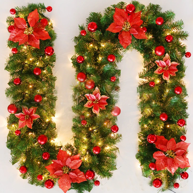 2.7 m Zelená Nový Rok Vianočný Veniec Veniec, Vianočné Dekorácie pre Domov Strán Borovice, Ratanový Diy Visí Ozdoby Natal