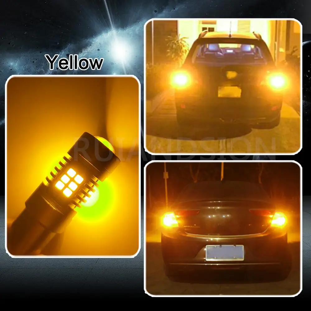 2 ks 2835 21smd Auto brzda stop signál lampa BA15D BAU15S 10-30V 630lm Auto zadné svetlo LED Vozidla-Žiarovka Červená Biela Žltá Žltá