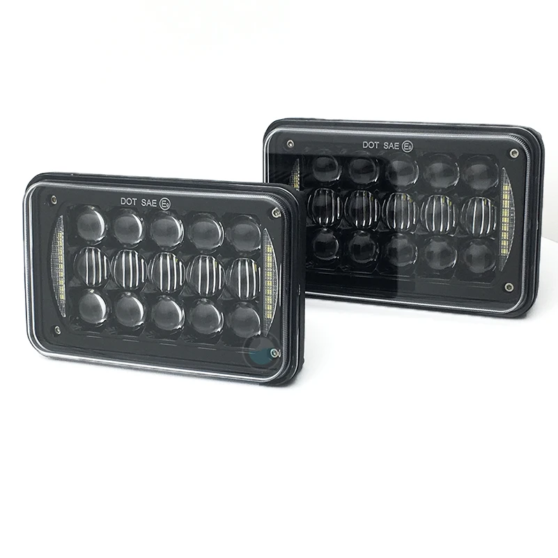 2 ks 4x6 LED Svetlá DRL - Schválené DOT Obdĺžnik 6X4 5D 48W LED Svetlomet Výmenu - H4656/H4651 Black Bývanie.