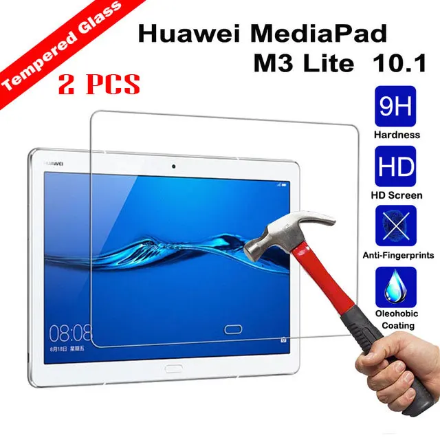 2 KS 9H Tvrdeného Skla Pre Huawei MediaPad M3 Lite 10 10.1 palcový BAH-W09 BAH-AL00 2017 tablet Screen Protector Ochranná Fólia